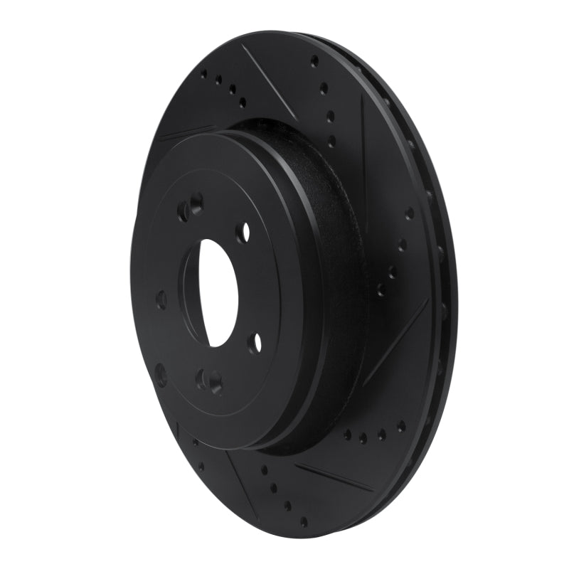 R1 10-16 Hyundai Genesis Coupe Rear Right Drilled & Slotted Black Brake Rotor