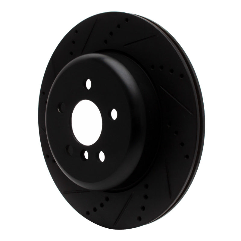 R1 17-25 BMW 430I Right Rear Drilled & Slotted Black Brake Rotor