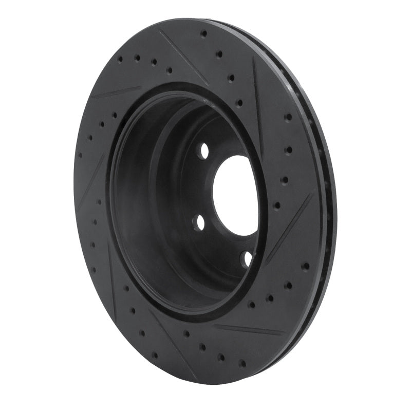 R1 07-19 BMW X5 Rear Left Drilled & Slotted Black Brake Rotor