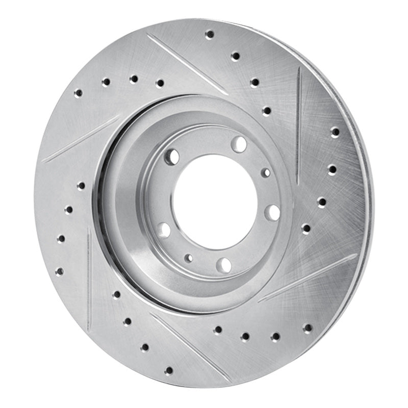 R1 81-89 Alfa Romeo Milano Front Left Drilled & Slotted Silver Brake Rotor