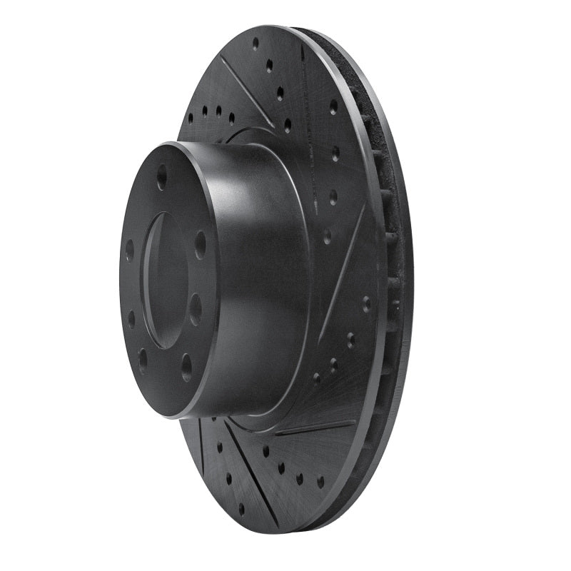 R1 89-95 BMW 525IT Front Right Drilled & Slotted Black Brake Rotor