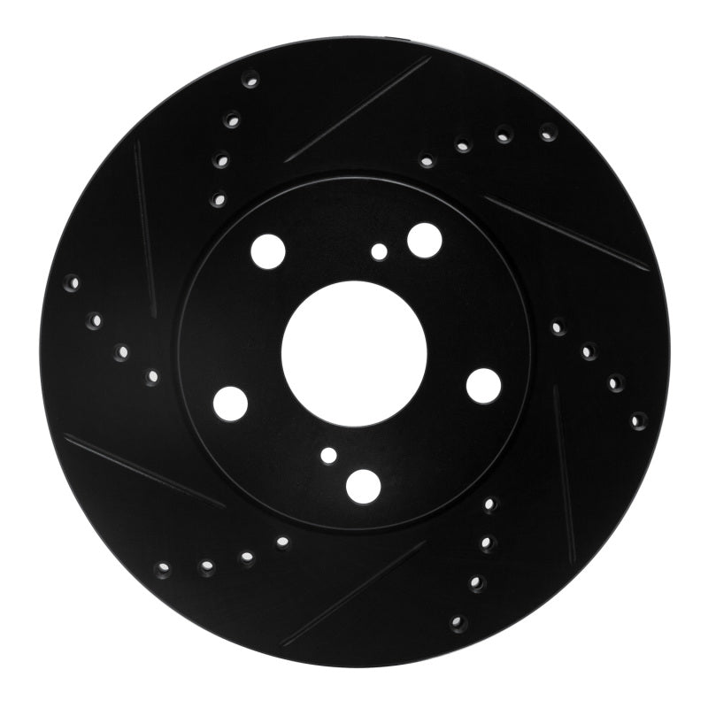 R1 92-06 Lexus ES300 Front Left Drilled & Slotted Black Brake Rotor