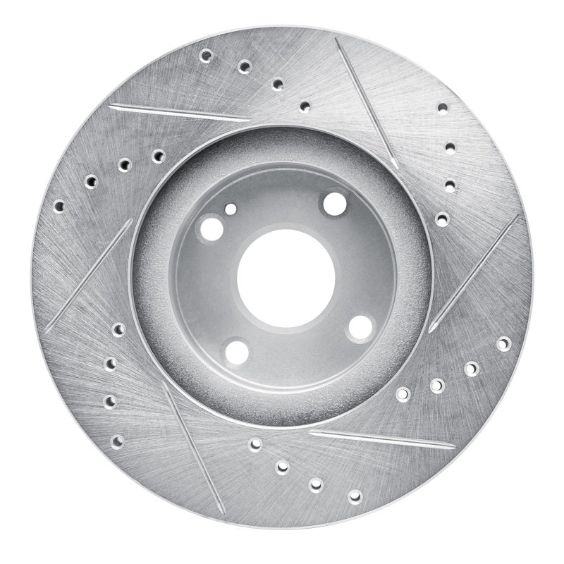 R1 01-05 Mazda Miata Front Left Drilled & Slotted Silver Brake Rotor