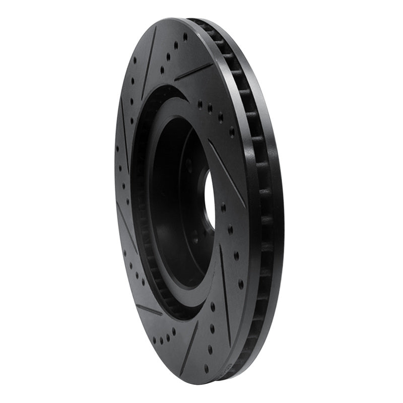 R1 -24 Subaru Forester Front Right Drilled & Slotted Black Brake Rotor