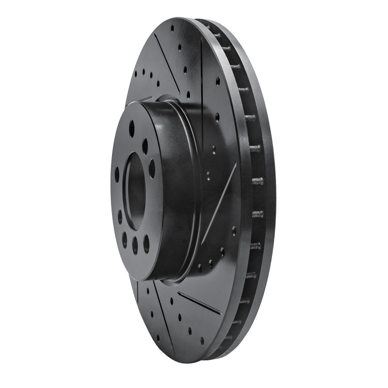 R1 00-06 BMW X5 Front Right Drilled & Slotted Black Brake Rotor
