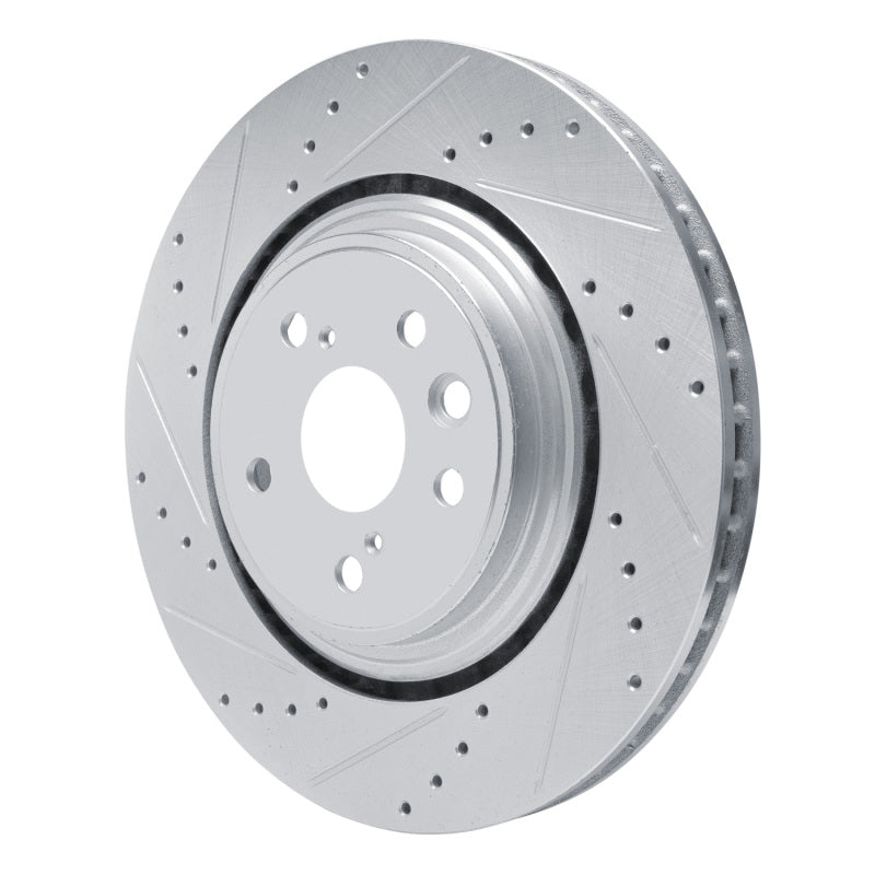 R1 20-25 Lexus RX350h Front Left Drilled & Slotted Silver Brake Rotor