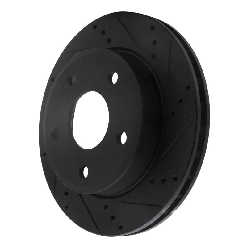 R1 05-11 Dodge Dakota RWD Front Right Drilled & Slotted Black Brake Rotor