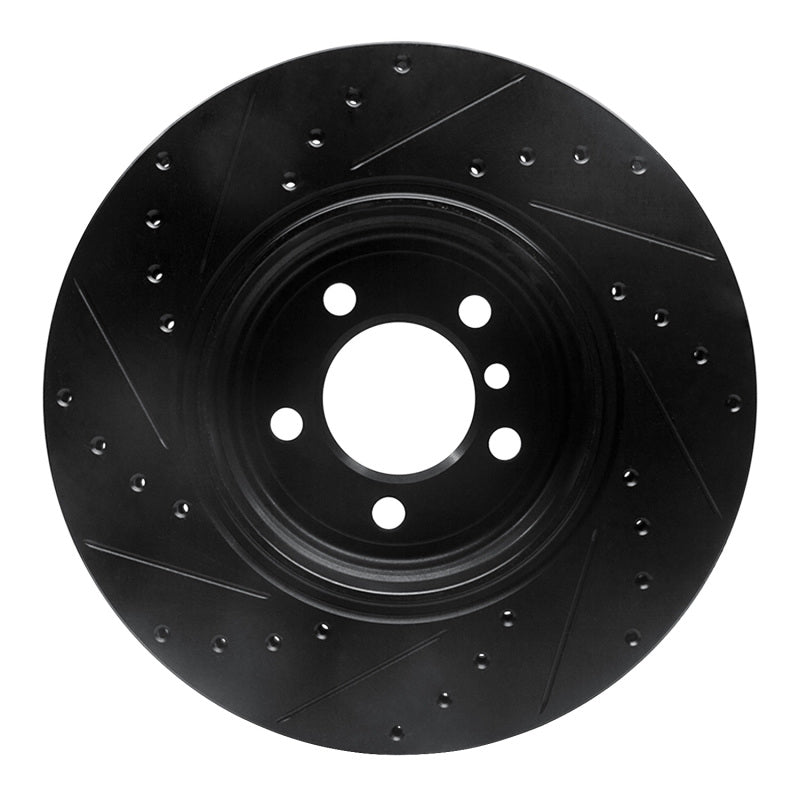 R1 02-05 BMW 745LI Rear Right Drilled & Slotted Black Brake Rotor