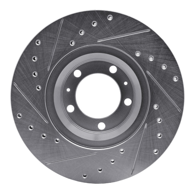 R1 81-89 Alfa Romeo GTV-6 Front Right Drilled & Slotted Silver Brake Rotor