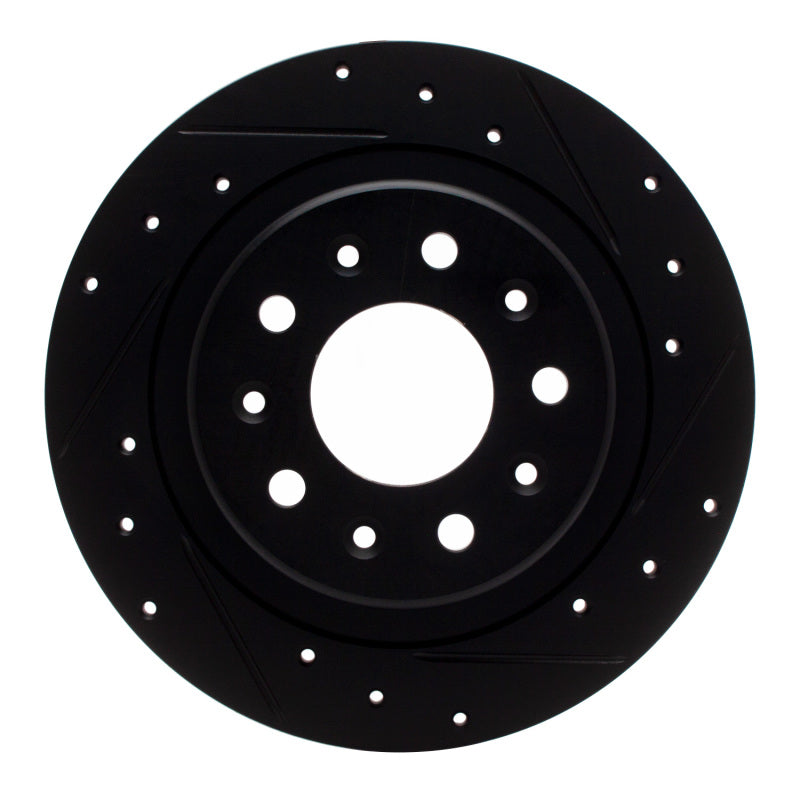 R1 2016-2025 Buick LaCrosse Rear Right Drilled & Slotted Black Brake Rotor