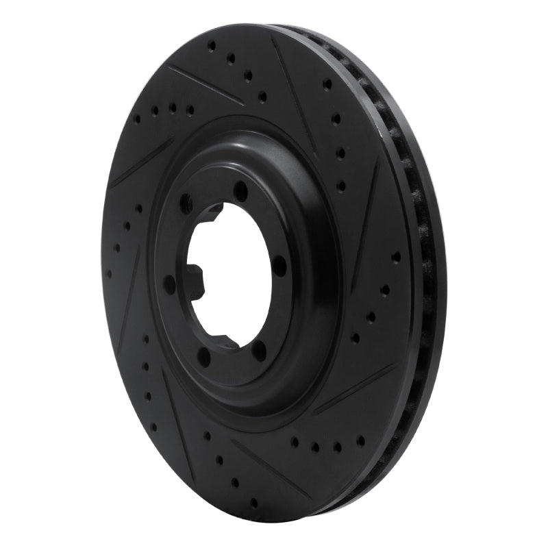 R1 12-18 Chevrolet Colorado Front Right Drilled & Slotted Black Brake Rotor