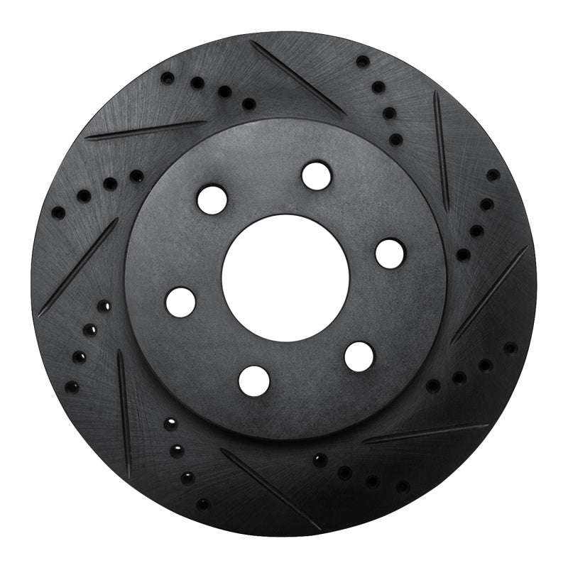 R1 98-99 Cadillac DEVILLE Front Right Drilled & Slotted Black Brake Rotor