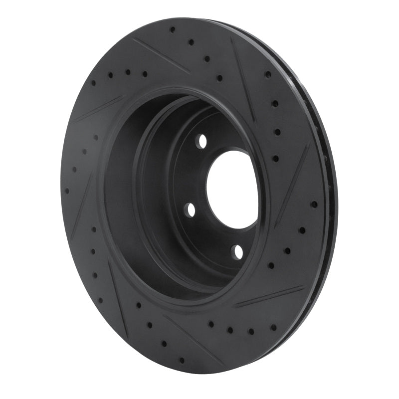 R1 06-10 BMW 528I xDrive Rear Left Drilled & Slotted Black Brake Rotor