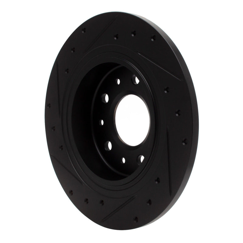 R1 2016-2025 Buick LaCrosse Rear Right Drilled & Slotted Black Brake Rotor