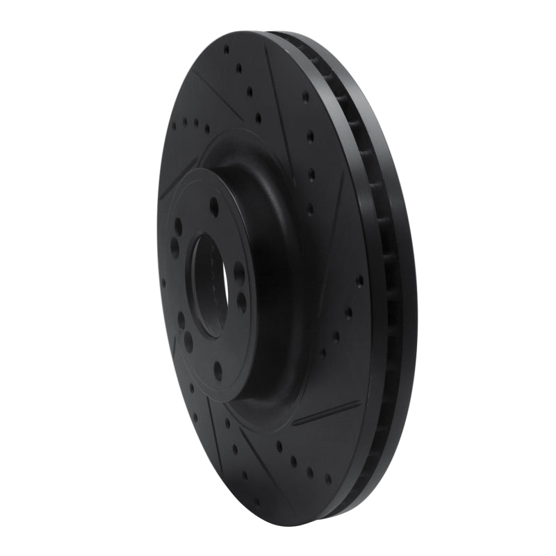 R1 09-14 Hyundai Genesis Sedan Front Right Drilled & Slotted Black Brake Rotor
