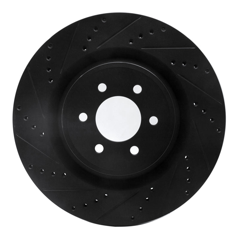 R1 2003-2017 Dodge Viper Front Left Drilled & Slotted Black Brake Rotor