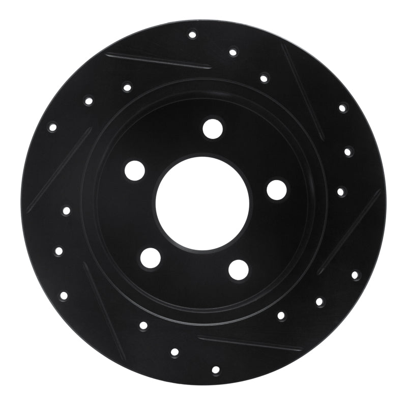 R1 94-04 Ford Mustang Rear Left Drilled & Slotted Black Brake Rotor