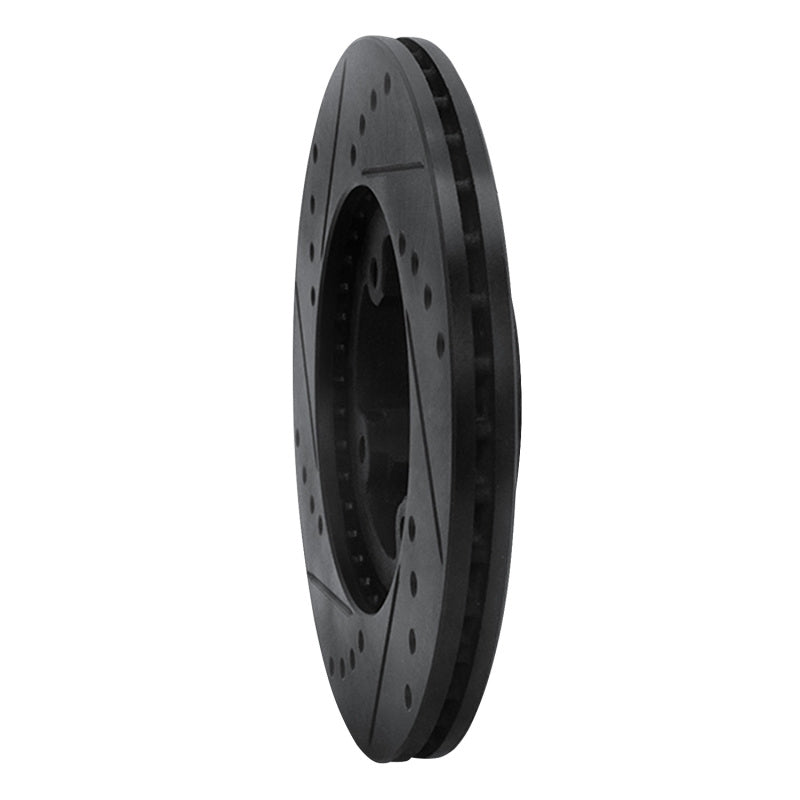 R1 86-89 Toyota Van Front Right Drilled & Slotted Black Brake Rotor