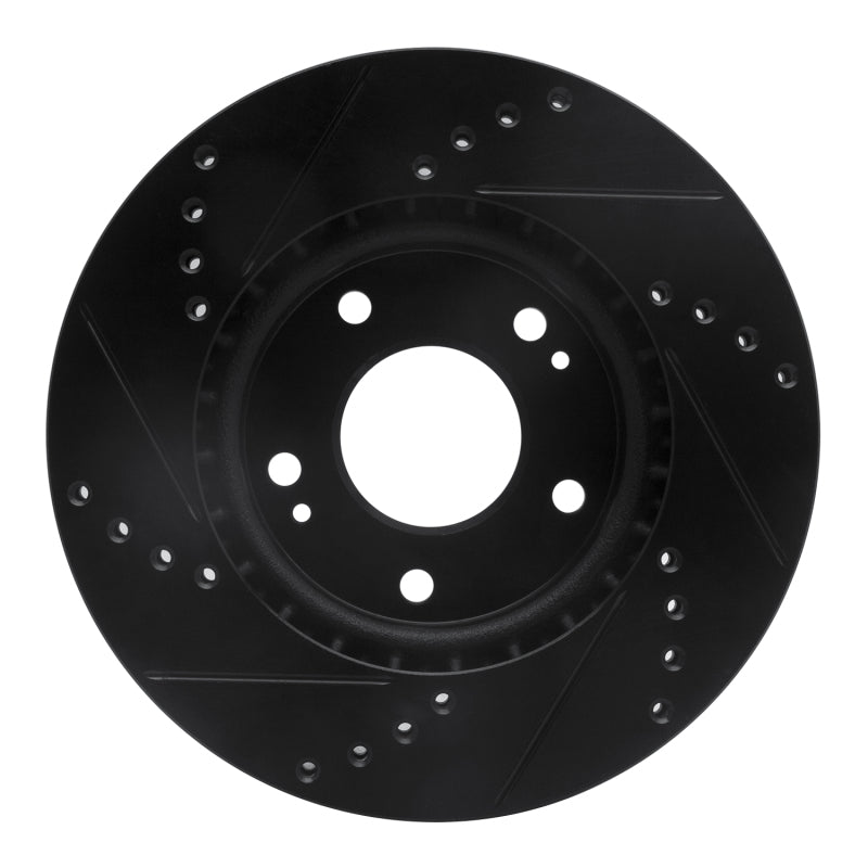R1 2011-2025 Hyundai Elantra GT Front Right Drilled & Slotted Black Brake Rotor