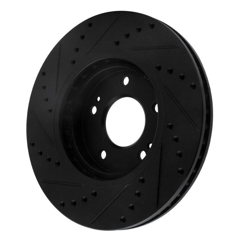 R1 01-06 Hyundai Santa Fe Front Right Drilled & Slotted Black Brake Rotor