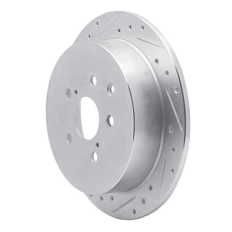 R1 10-20 Lexus RX450h Rear Left Drilled & Slotted Silver Brake Rotor