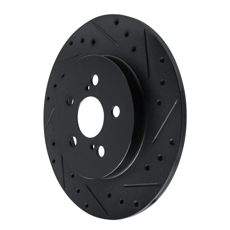 R1 11-17 Lexus CT200H Rear Right Drilled & Slotted Black Brake Rotor