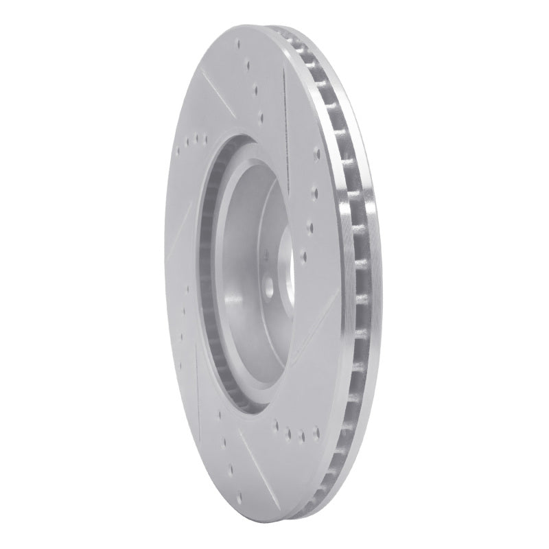 R1 2016-2025 Fiat 124 Spider Front Left Drilled & Slotted Silver Brake Rotor