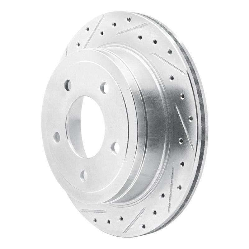 R1 04-06 Ford E-150 Rear Left Drilled & Slotted Silver Brake Rotor