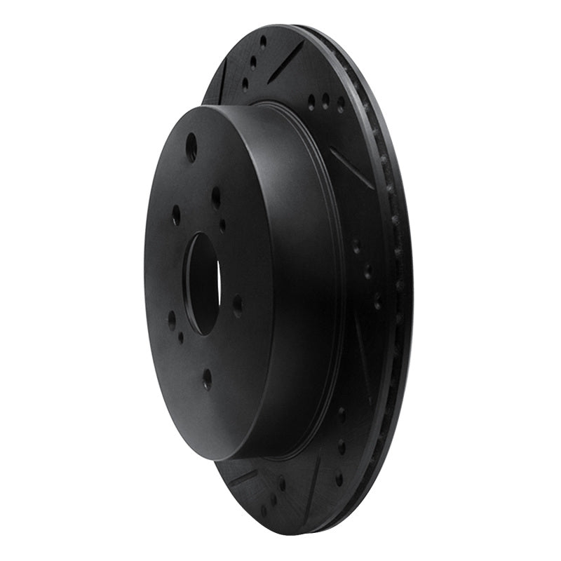 R1 09-17 Suzuki Grand Vitara Rear Left Drilled & Slotted Black Brake Rotor