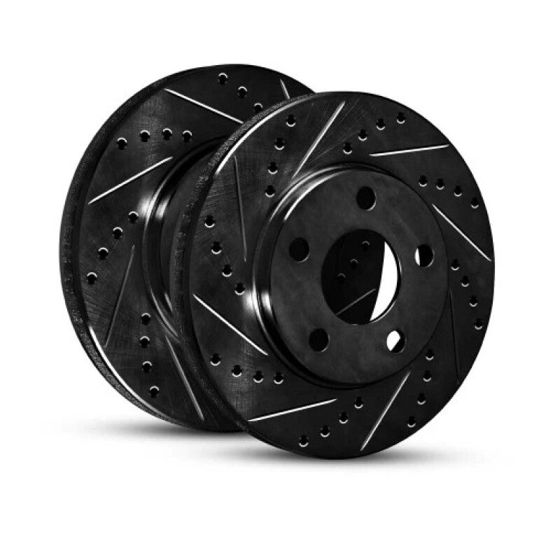R1 75-94 Ford E-350 Econoline Club Wagon Front Right Drilled & Slotted Black Brake Rotor