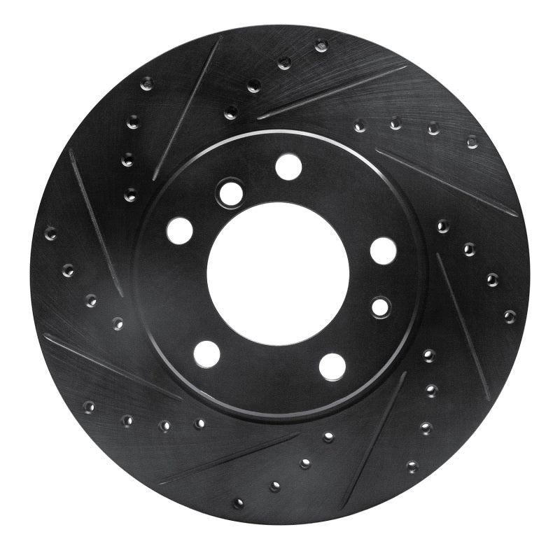 R1 89-95 BMW 530I Front Left Drilled & Slotted Black Brake Rotor