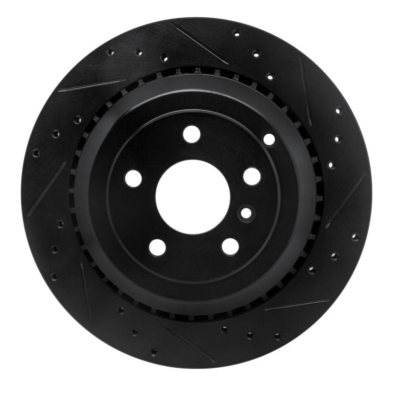 R1 06-12 Mercedes-Benz GL350 Rear Right Drilled & Slotted Black Brake Rotor