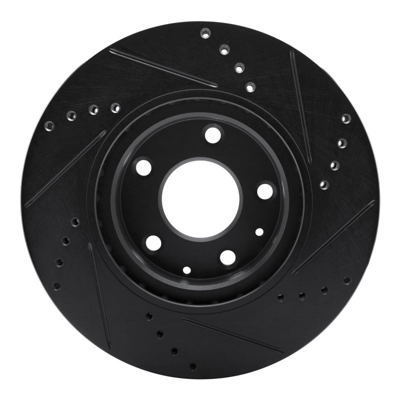 R1 19-25 Mazda CX-30 Front Left Drilled & Slotted Black Brake Rotor