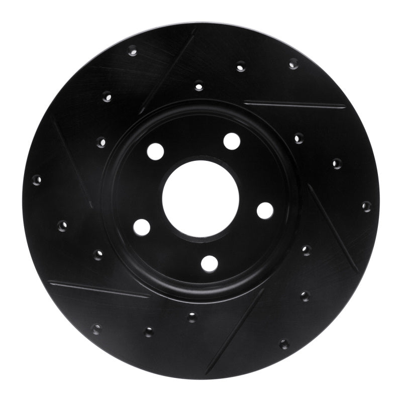 R1 12-18 Ford C-MAX Front Right Drilled & Slotted Black Brake Rotor