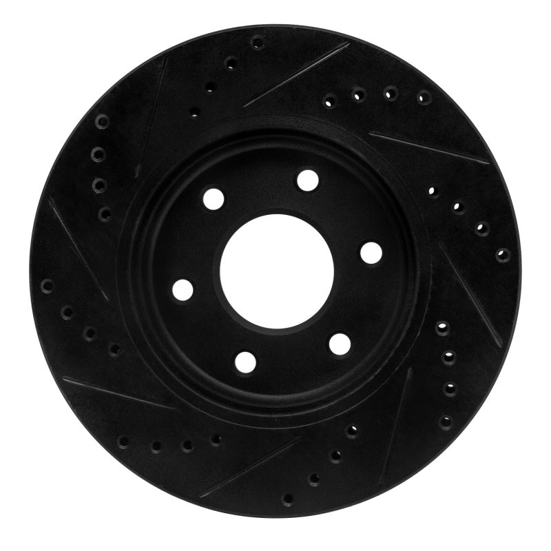 R1 05-21 Nissan Frontier Front Right Drilled & Slotted Black Brake Rotor