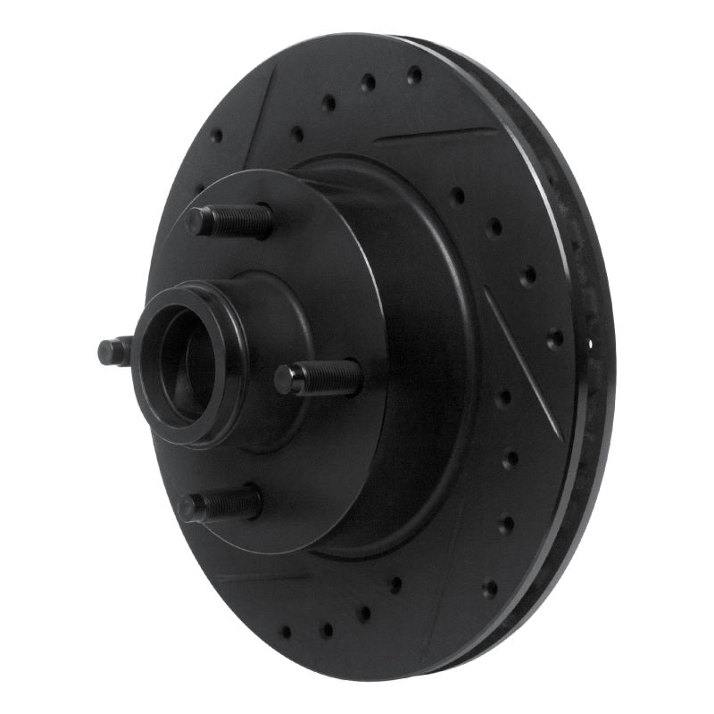 R1 78-93 Ford Fairmont Front Left Drilled & Slotted Black Brake Rotor