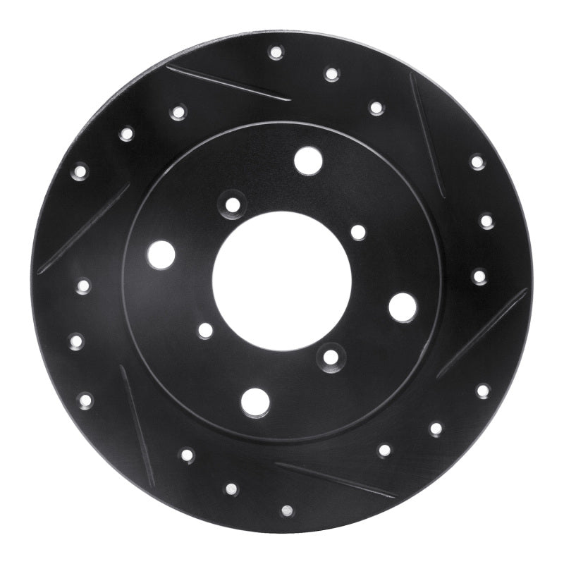 R1 89-94 Suzuki Swift Rear Right Drilled & Slotted Black Brake Rotor