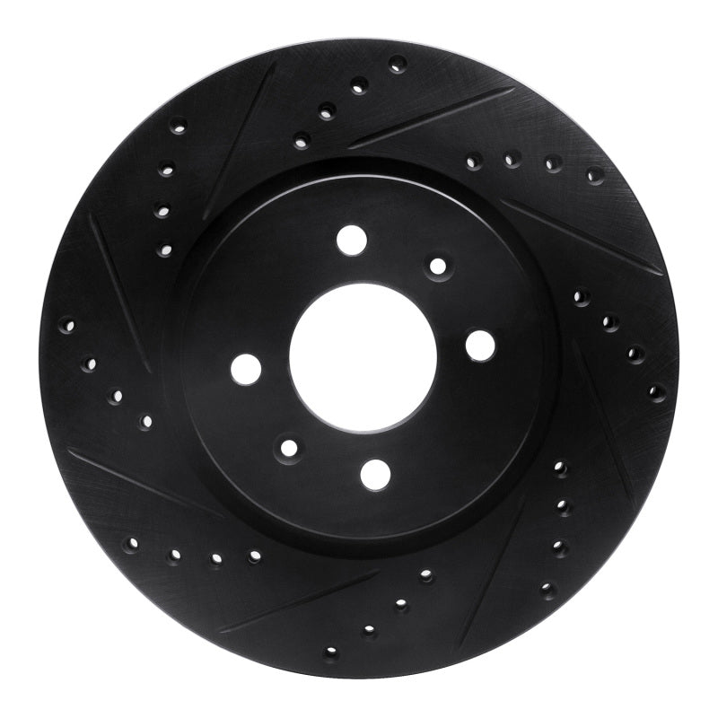 R1 12-23 Hyundai Accent Front Left Drilled & Slotted Black Brake Rotor
