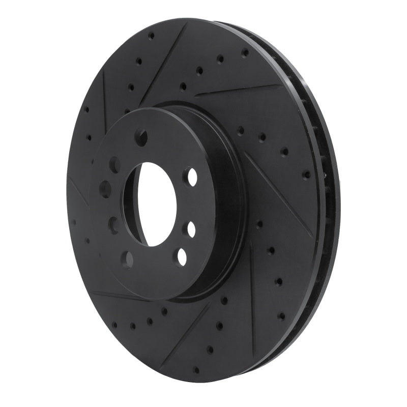 R1 00-06 BMW X5 Front Left Drilled & Slotted Black Brake Rotor