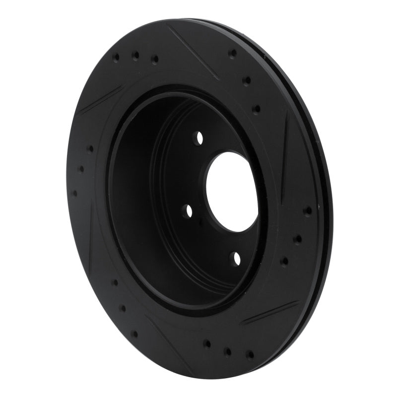 R1 89-96 Nissan 300ZX Rear Left Drilled & Slotted Black Brake Rotor