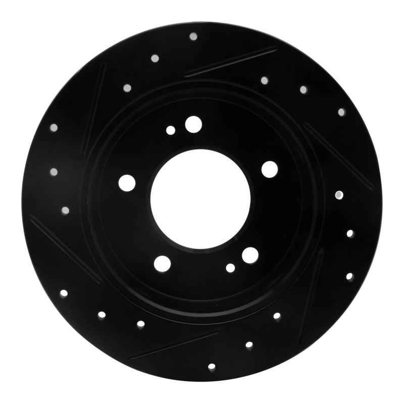 R1 11-25 Hyundai Elantra Coupe Rear Right Drilled & Slotted Black Brake Rotor