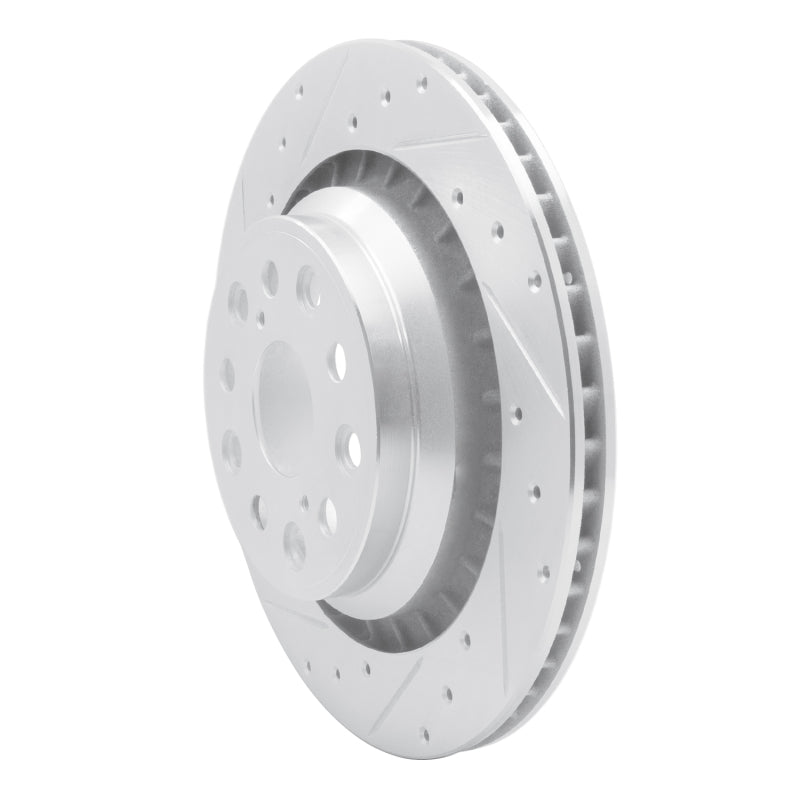 R1 07-17 Lexus LS600h Left Rear Drilled & Slotted Silver Brake Rotor