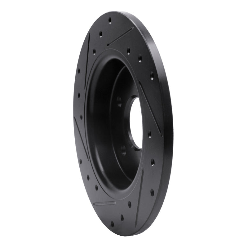 R1 12-18 Ford Focus Rear Right Drilled & Slotted Black Brake Rotor