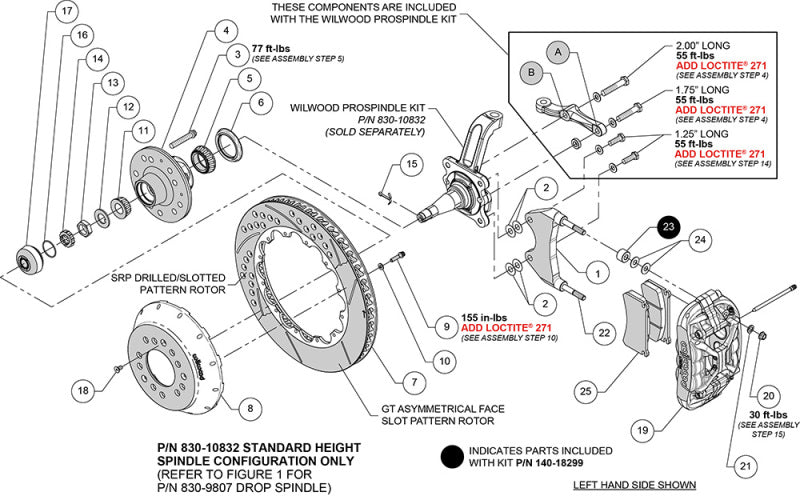 Wilwood 63-87 Chevy C10 XRS6R Frnt Big Brake Kit - 13.06in SRP Rotor - Steel Pro Spindle - Red