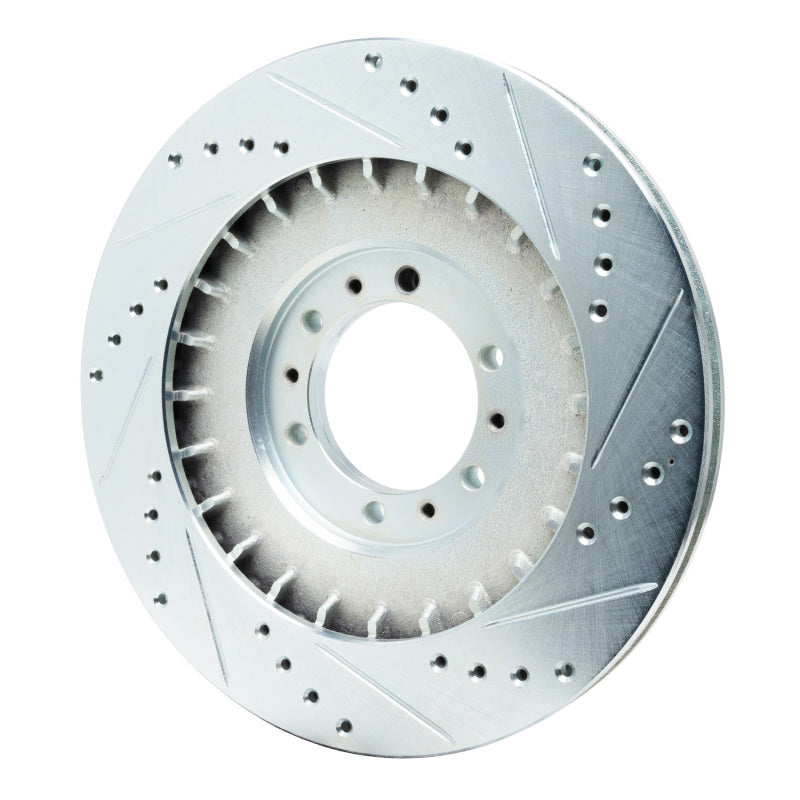R1 98-04 Mitsubishi Montero Front Left Drilled & Slotted Silver Brake Rotor