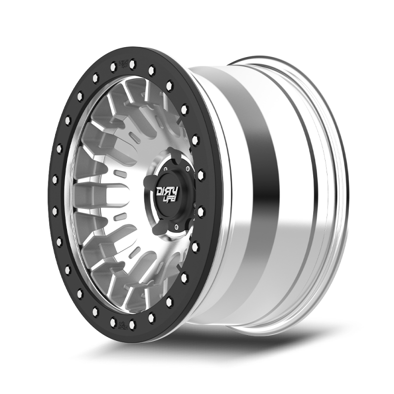 Dirty Life DT-3 17X9 5x127 -38 Offset - Machined Finish w/ Simulated Beadlock