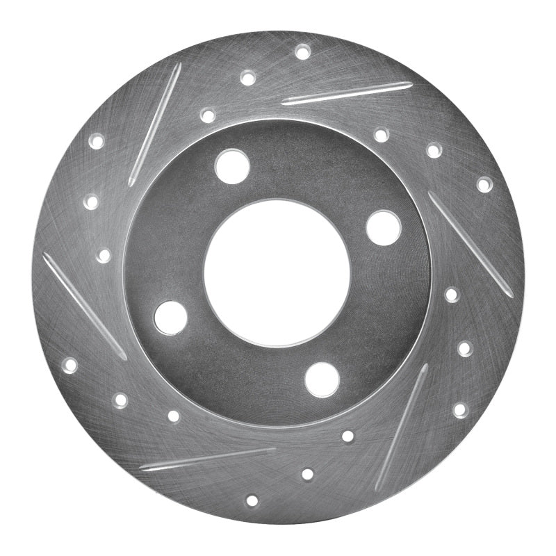 R1 82-98 Audi Cabriolet Rear Left Drilled & Slotted Silver Brake Rotor