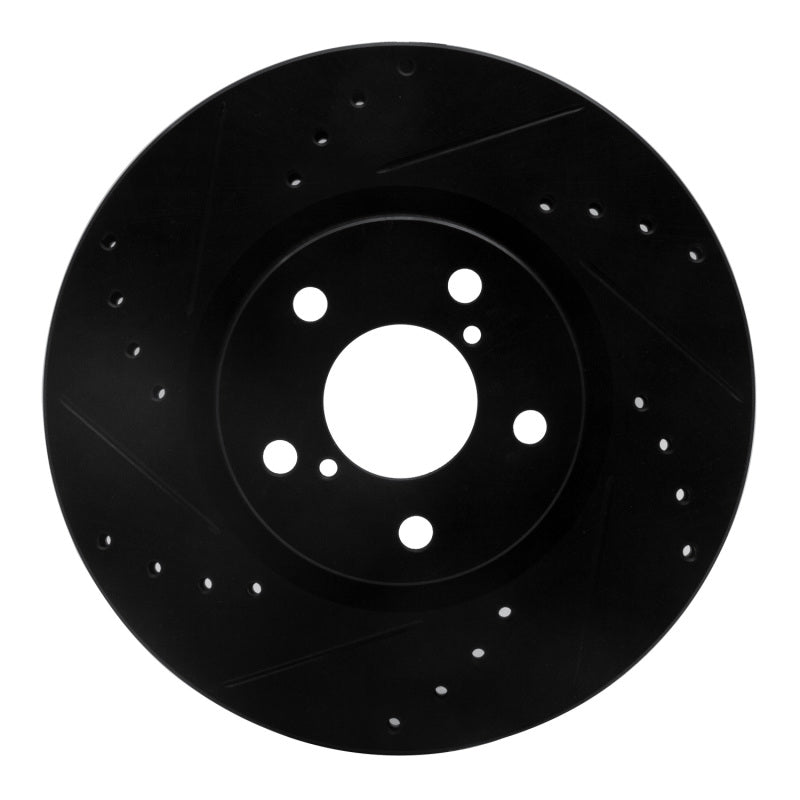 R1 17-23 Subaru Impreza Front Left Drilled & Slotted Black Brake Rotor
