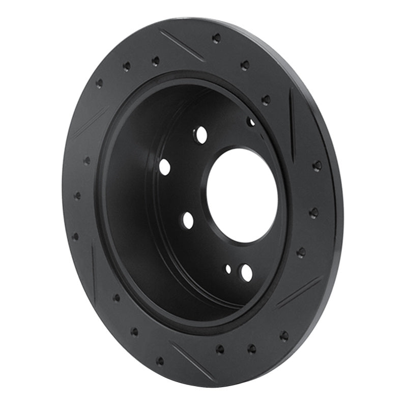 R1 04-12 Mitsubishi Eclipse Rear Left Drilled & Slotted Black Brake Rotor