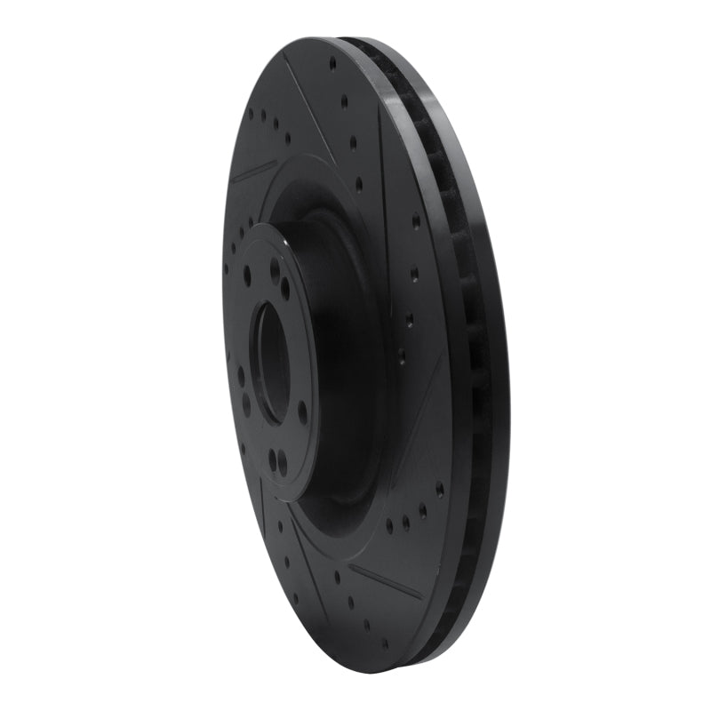 R1 12-17 Genesis G80 Front Right Drilled & Slotted Black Brake Rotor